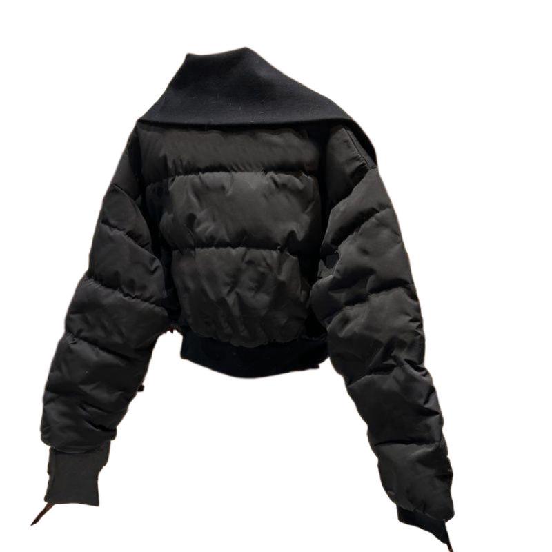 2024 Autumn/Winter Korean Style Fashionable Zipper Lapel Patchwork Short Cotton-Padded Jacket for Women