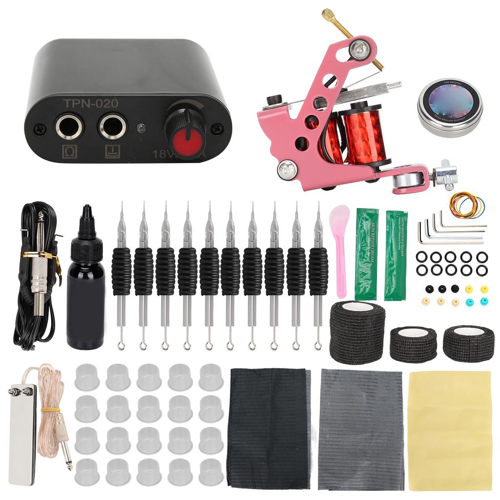 Complete Tattoo Machine Kit Tattoo Power Supply Practice Pigment Practice Skin Repair Cream Set