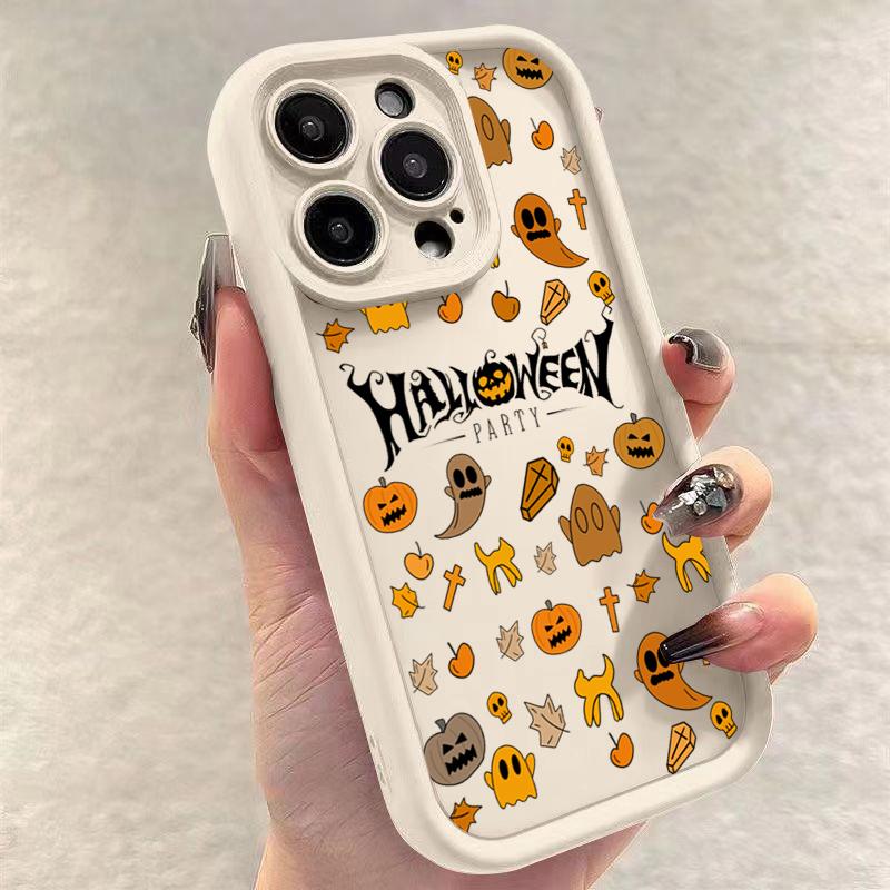 Luxus Glückliches Halloween Geist Weiche Handyhülle Für IPhone 16 Pro Max 14 13 12 11 15 Pro 15 16 Plus XR XS Max Anti-Fall Rückseitenhüllen