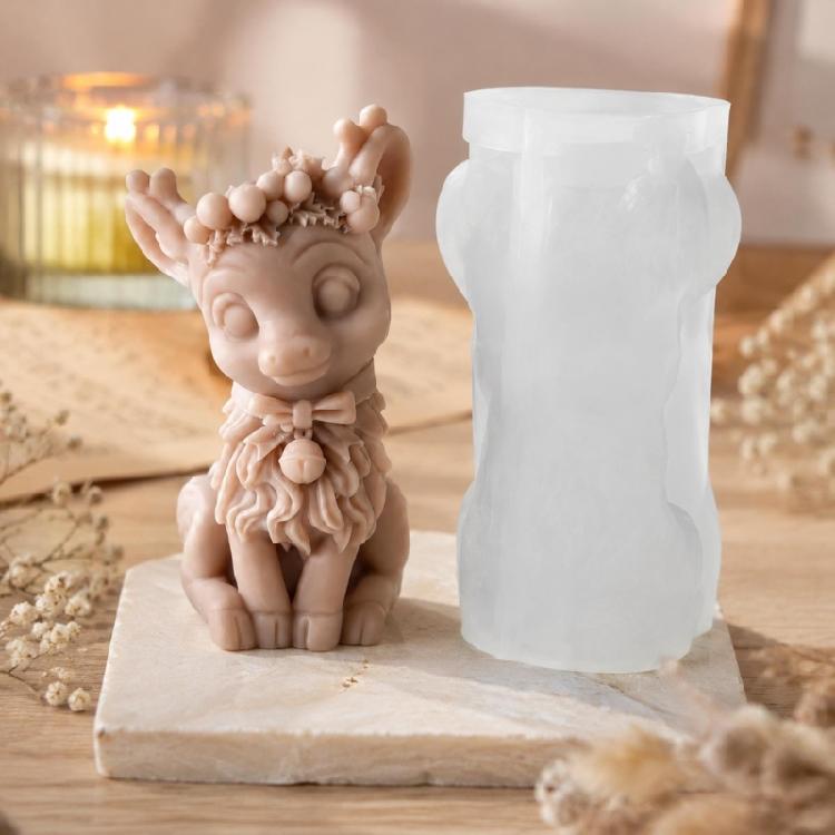 Winter Reindeer Candle Form, Christmas Silicone Craft Form for DIY Holiday Display and Home Handmade Projects Use