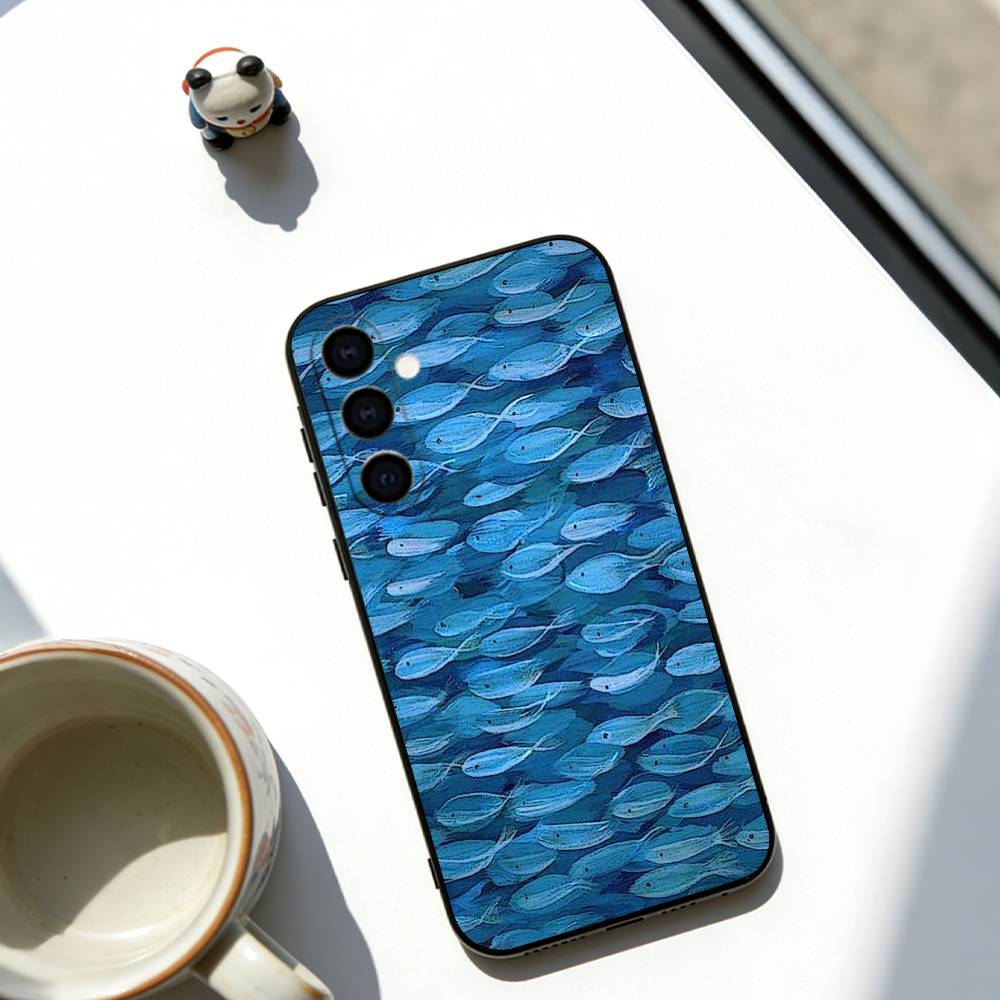 Small Fish Phone Case For Samsung Galaxy A73,A72,A71,A70,A53,A52,A51,Others Soft Black Cover