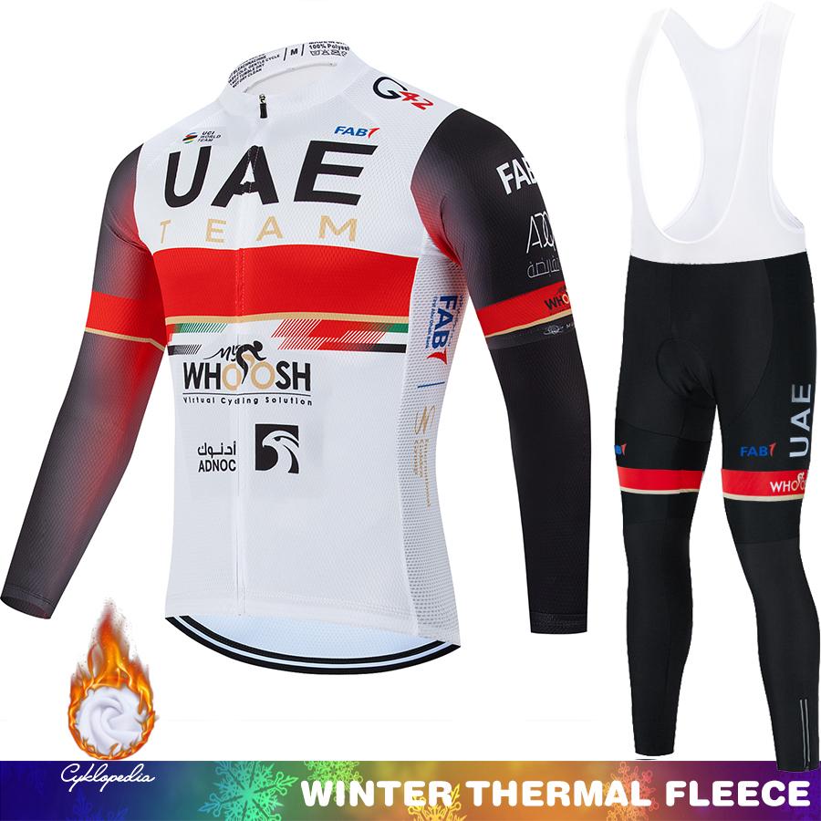 Fleece Jersey Cycling UAE Bike Thermal Clothing Men 2026 Men's Pants Winter Suit Man Biking Clothes Cycle Retro Mens Set Bib Mtb