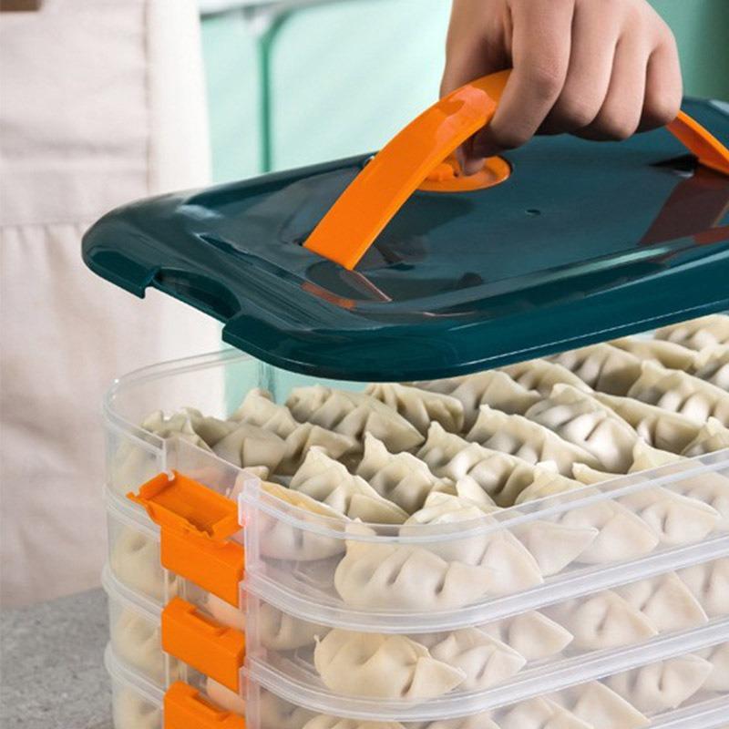 Multilayer Dumpling Box Storage Box Large Volume Storage Boxes Wonton Fresher-Keeping Dumplings Fine Vegetable Stackable Microwave
