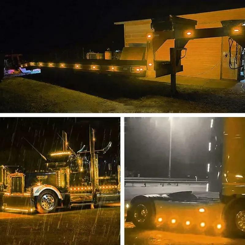 2pcs Yellow LED Side Marker Clearance Light Orange Lamp Indicator 12V-24V Truck Trailer Caravans Replacement Accessories