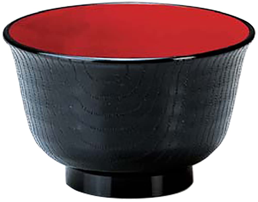 Fukui Craft Miso Soup Made in Black with Red Small Bowl, Lathe-Wrapped, Japan, Interior,