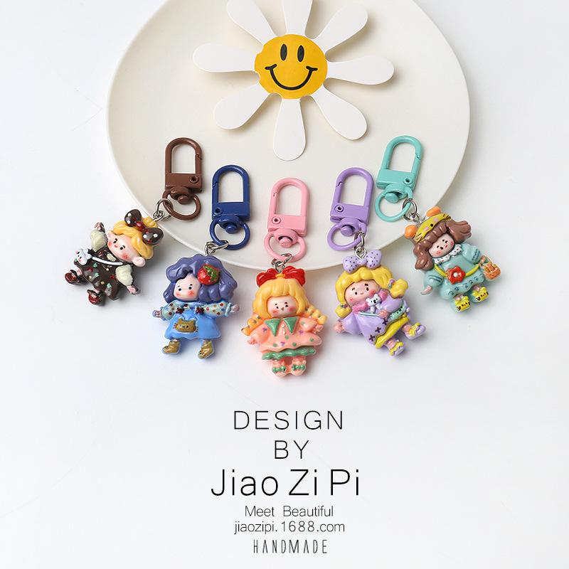 Creative Colorful Dopamine Keychain - Cute Cartoon Pendant for Girls