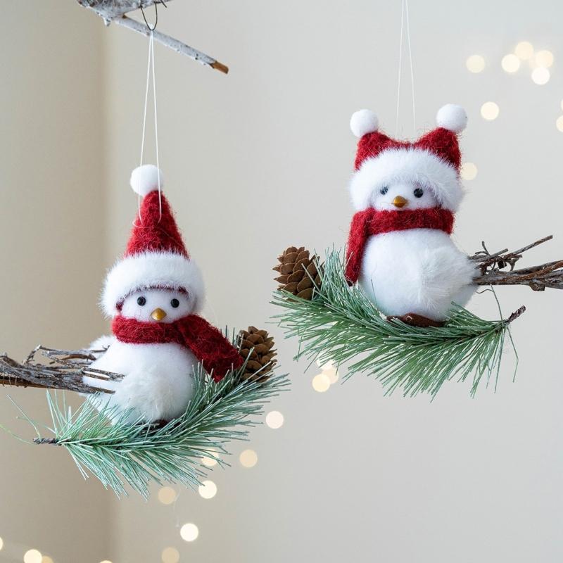 Lovely Fabric Christmas Bird Holiday Decorations For Couple Bedsides Table Desk Sofa Display