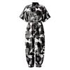 Leopard Jumpsuit Female Retro Female Short-Sleeved Button Casual Pants Loose
