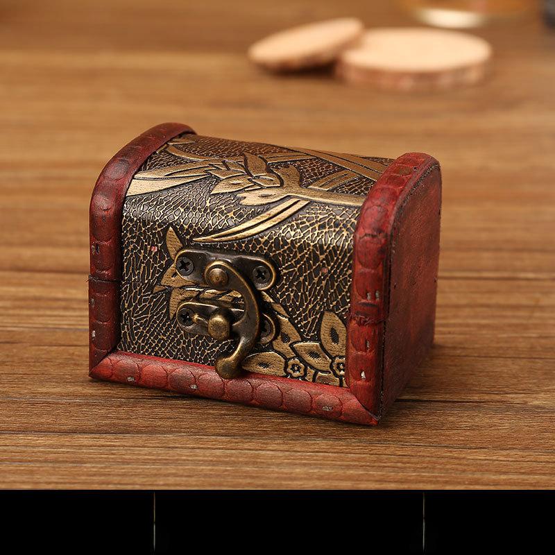 Y Vintage European Wooden Jewelry Box with Floral Print, Decorative Storage Organizer for Rings Earrings, Elegant Gift Packaging