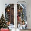 2pcs 2D Flat Printing Merry Christmas Party Curtains Winter Deer Gift Snow Polyester Fabric Without Electricity Festive Wall