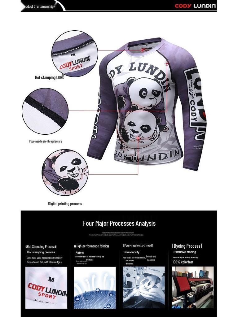 Men's Long Sleeve Elastic Compression Shirt - Anti-Abrasion Jiu-Jitsu Training Body Shaper