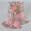 New leopard print splicing chiffon silk scarf scarf female, spring and summer sunscreen silk scarf tulle scarf XQ