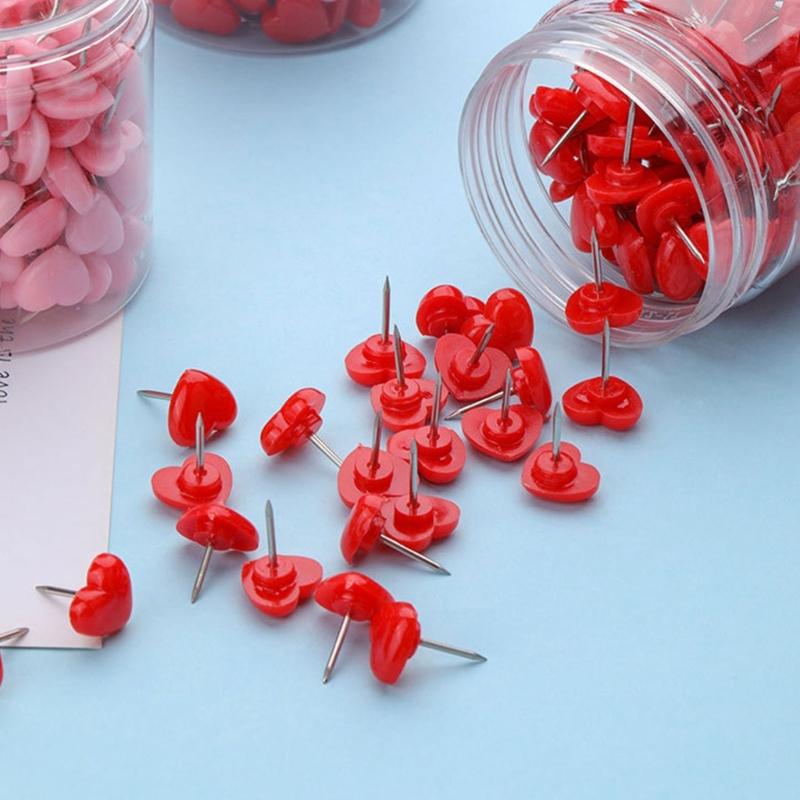 50/100/150Pcs Heart Push Pins Notice Board Thumb Tacks Pins for Office School Notice Board Display Picture Note Memos