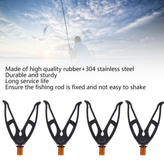 4 Pcs Edelstahl Angelrute Rests V Gummi Butt Grip V Zurück Rests für Angel Rod Pod