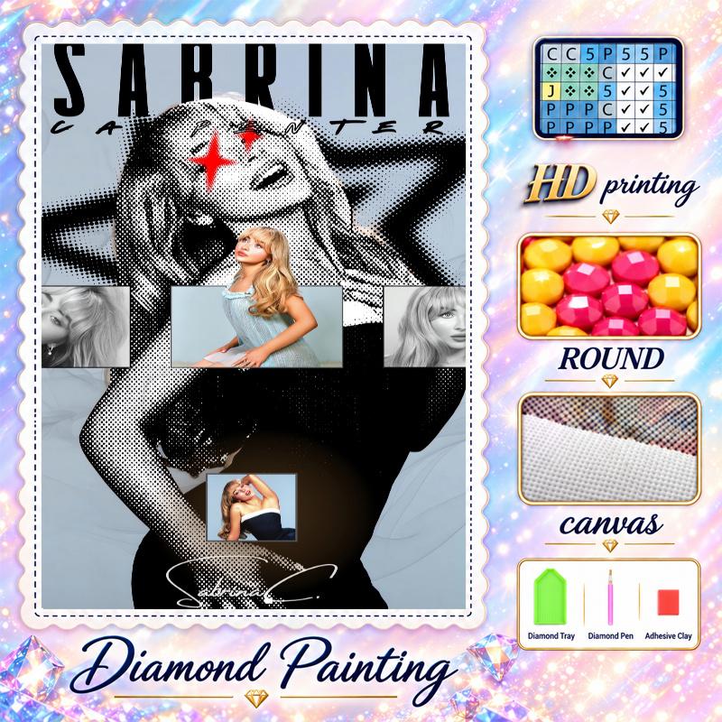 Sabrina Carpenter Diamond Painting Kit 5D Full Drill DIY Diamond Mosaic Wall Art Home Decor