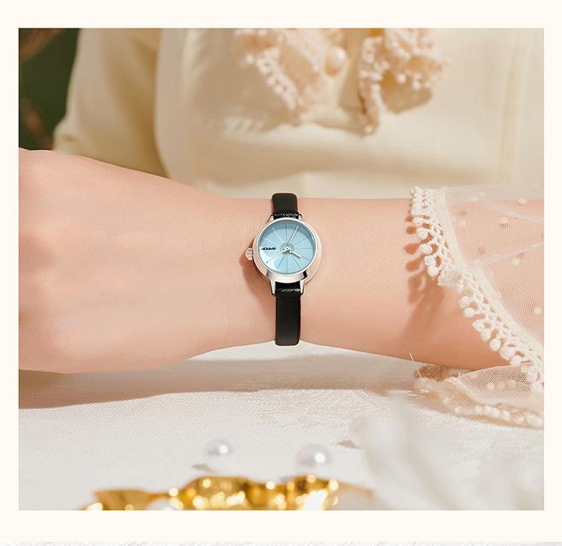Sanda Korean Style Women's Waterproof Steel & Leather Strap Business Watch