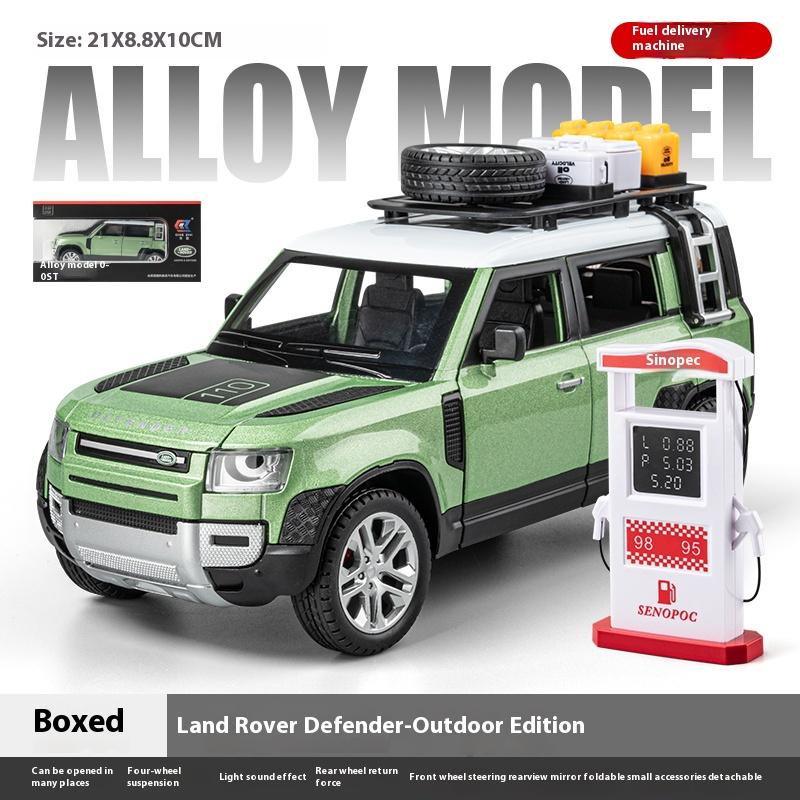 1:24 Land Rover Defender SUV Off Road Vehicle Alloy Diecast Sound & Light Car Model Collection Ornaments Toys With Children Gift