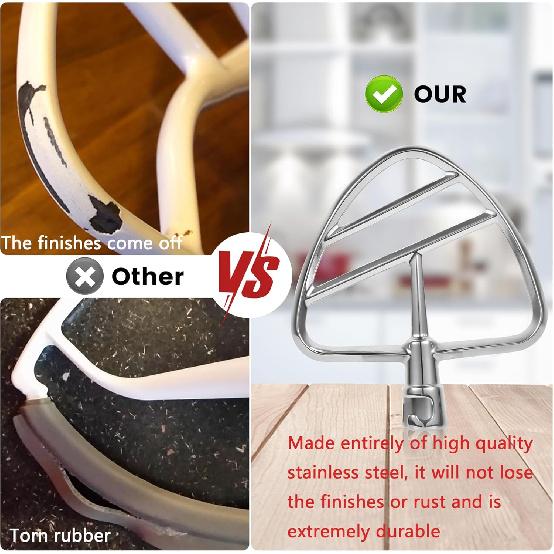 Beater Blade for Kitchenaid Mixer Tilt-head 4.5-5.0 Qt Stand Mixers, Stainless Steel Dishwasher Safe, Perfect Pastry Paddle Attachment