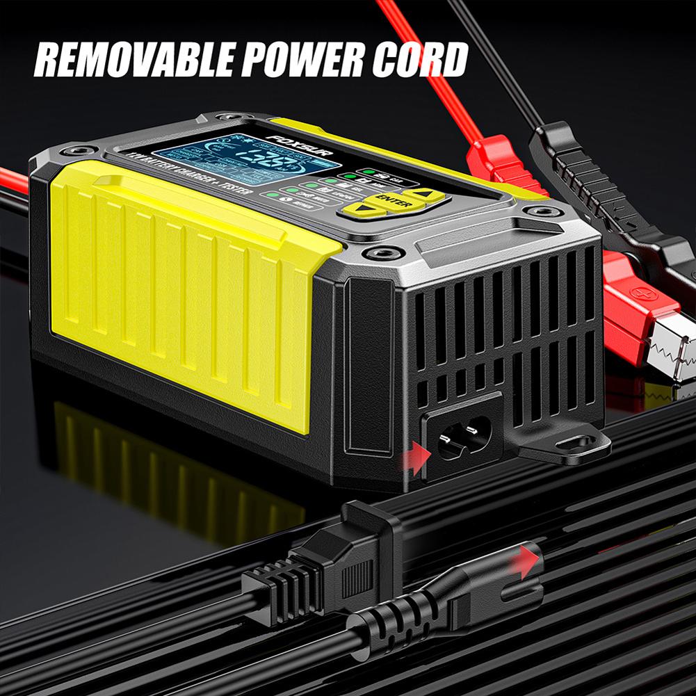 DC12V 6A Full Automatic Car Motorcycle Battery Charger LCD Display Intelligent Rechargeable Battery Maintainer Pulse Tester