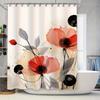 Watercolor-style Poppy Shower Curtain Bold Red Flowers Modern Bathroom Decor for Home Use