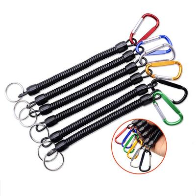 Accessories Outdoor Elastic Keyring Anti-lost Tackle Carabiner Fishing String Spring Rope Lanyards