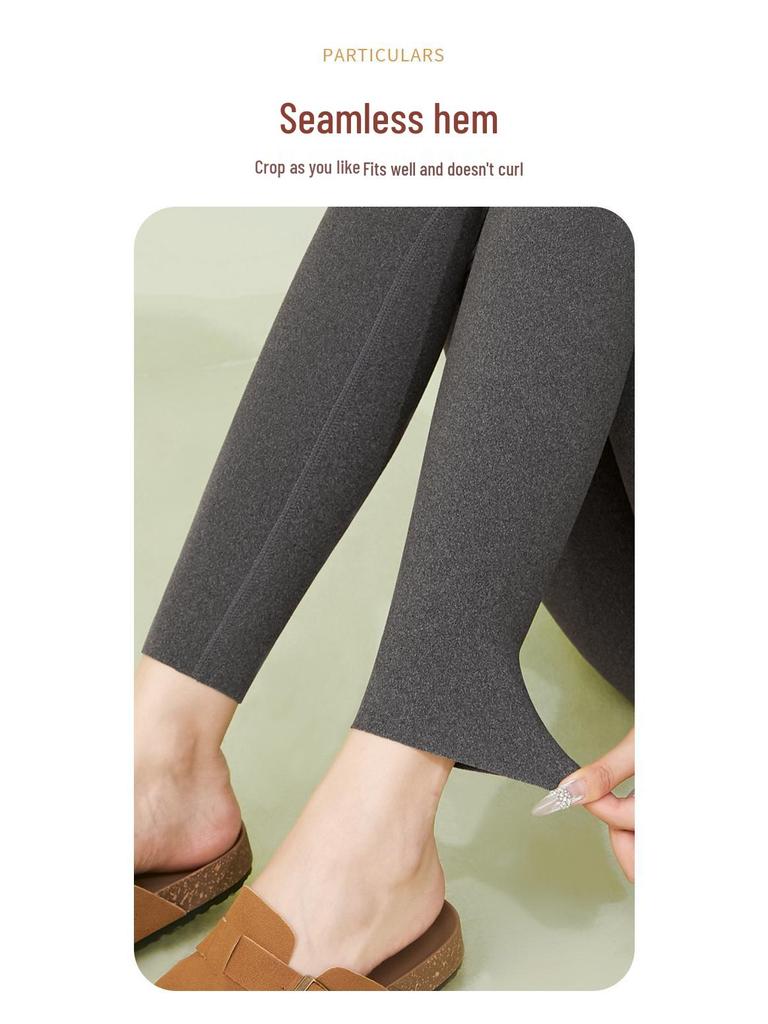 2025 Women's Slimming Seamless Velvet Lined Pants - High Waist, Plus Size Leggings for Warmth In Autumn/Winter