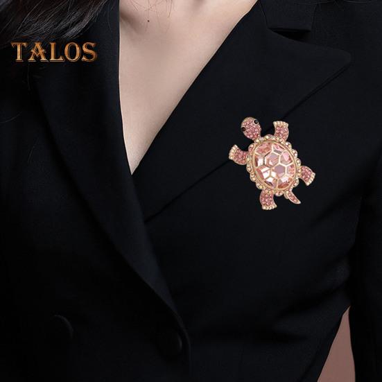 Women Turtle Brooch Rhinestone Anti-slip Faux Crystal Wear-resistant Suit Coat Collar Hat Scarf Decoration Clothes Pin Prom Party Garment Jewelry