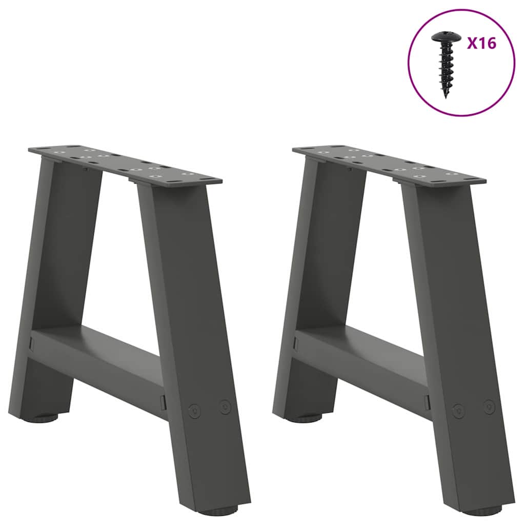 Vidaxl Coffee Table Legs, 2 Pcs, Anthracite, 30X(30-31) Cm, Steel