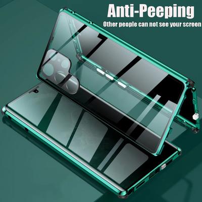 Funda magnética de privacidad antiespionaje de 360° para Samsung Galaxy S25 S24 S23 S22 Ultra Plus, cubierta de parachoques de metal de vidrio templado de doble cara