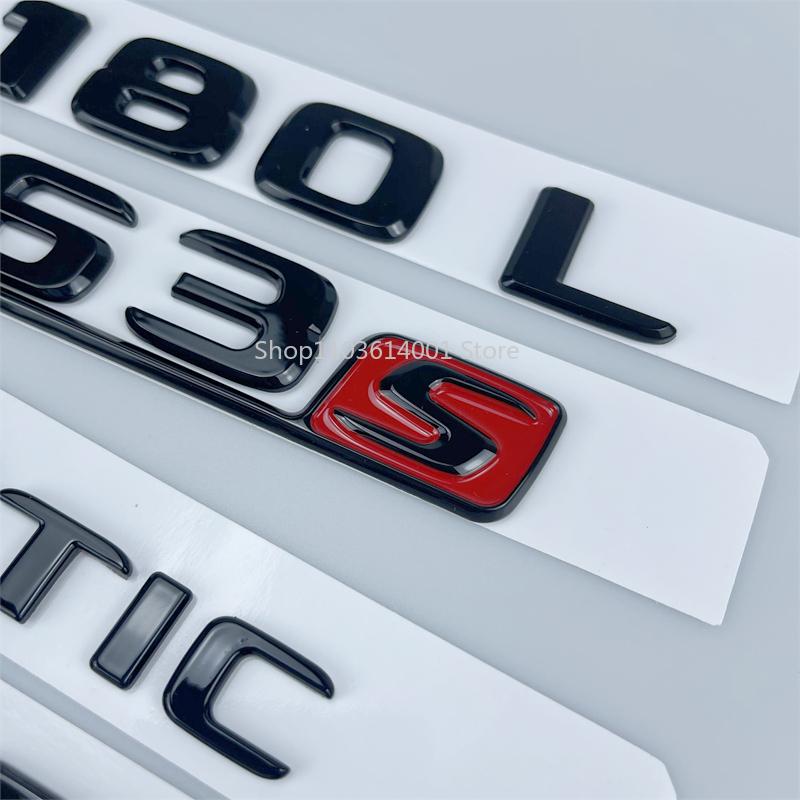 For Mercedes-Benz C-class Black Trunk Car Label C260 C200 C300 C63s C43 Tail Emblems Car Sticker Rear Label Body Side Markers RX7