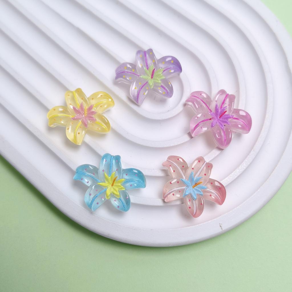 100pcs Transparent Flowers Nail Art Decorations Slime Charms Cabochons for Hairpin Phone Case Scrapbooking DIY Jewelry Craft