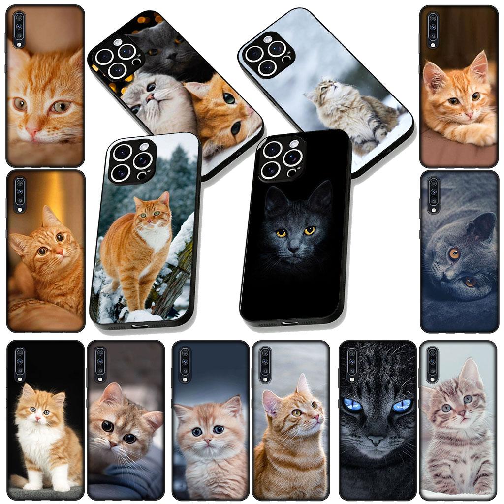 Soft Cover for Samsung Galaxy S25 S24 S23 FE Plus Ultra S7 Edge A16 A15 5G S25+ Coque Phone Case Meow Eyes Kitten Cat