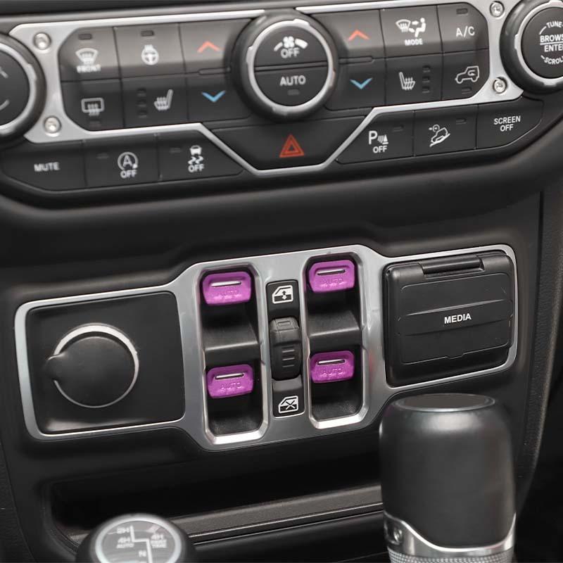 Fönsterkontrollknapp Dekoration Dekorativt Skydd Klistermärke Passar För Jeep Wrangler JL För JT Gladiator 2018 Och Upp Interiörtillbehör