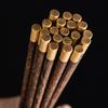5/10 Paar Essstäbchen aus Holz, chinesische Fu-Essstäbchen mit rundem Kupferkopf, wiederverwendbare Essstäbchen für Lebensmittel, Sushi-Stäbchen, Geschirr für Zuhause und Restaurant