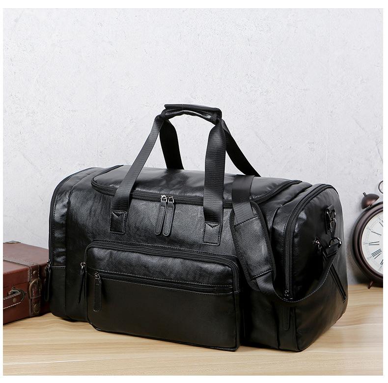 Travel Bag, Large Capacity Luggage Bag, Business Travel Single Shoulder Hand-held Crossbody Backpack, Leather Waterproof
