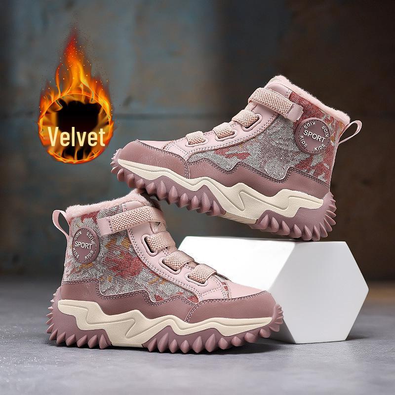 Children s Winter Non-Slip Warm Snow Boots with Velvet Lining 37/23.6cm розовый