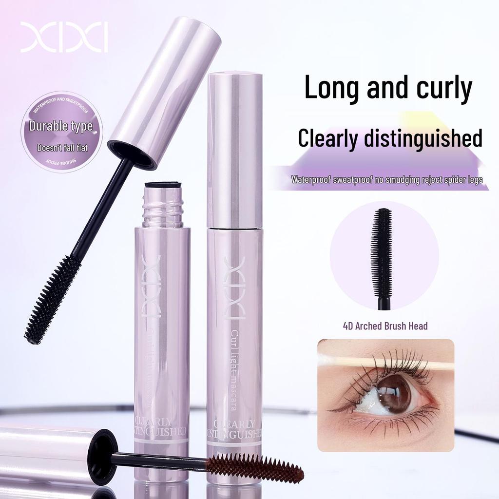 Xixi Lightweight Curling Mascara for Long, Voluminous, Separated Lashes – Waterproof, Sweatproof, Smudge-Proof.