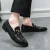 Britain Retro Men Pointed Crocodile Pattern Flats Oxford Leather Shoes Casual Loafers Formal Dress Footwear Zapatos Hombre