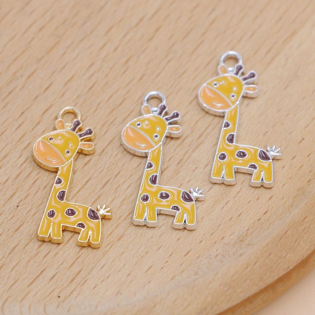 10Pcs Yellow Enamel Gold Plated Giraffe Charm Pendant For Jewelry Making Bracelet Earrings Necklace Diy Accessories Craft