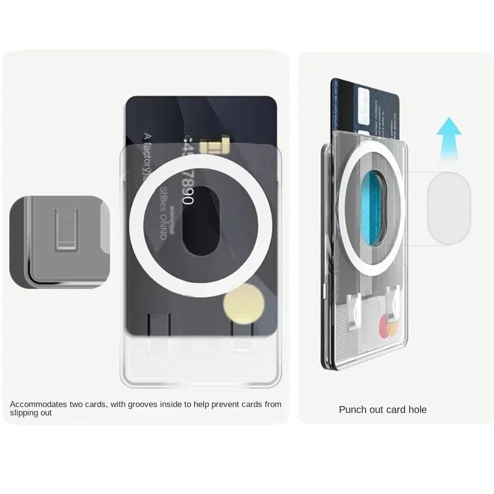 Magnetic Card Holder Plastic Strong Adsorption Phone Bag Portable Magsafe Clear Wallet for iPhone 16 15 Pro Max 14 13 12