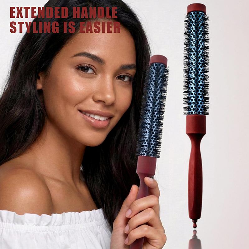 /Kuz/Long Handle Heat Resistant Ceramic Round Hair Brush For Blow Dry Curling Straight Hair Salon Styling Tool