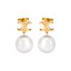 Solid Color Decorative Glass Brass Earrings Women Earrings Gold 460TZ6BPE-01GI