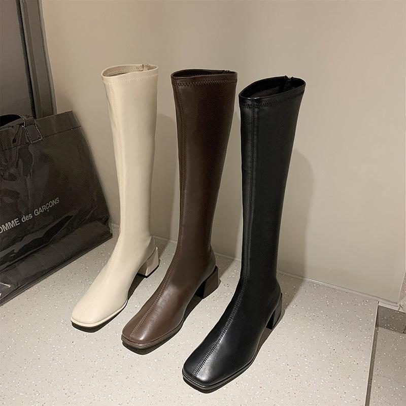 Women's knee high boots 2025 autumn and winter new British style small stature slimming high-heeled knight women's boots