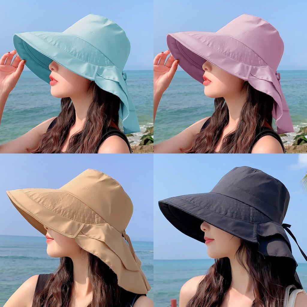 Outdoor Sun Hat For Women Summer Wide Brim Uv Sunshade Cap With Neck Protection