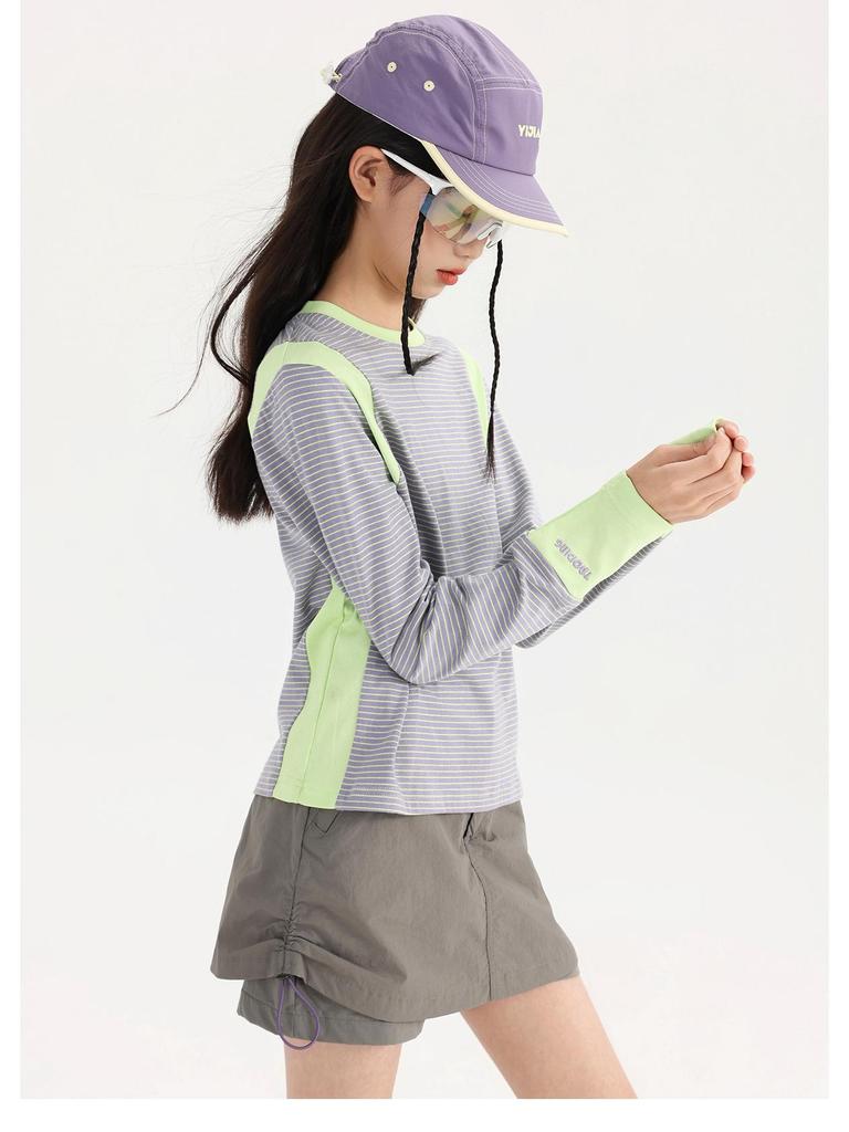 Tao Town Mädchen Herbst Gestreiftes Langarm-T-Shirt - Lässige Mode Basisschicht für Kinder