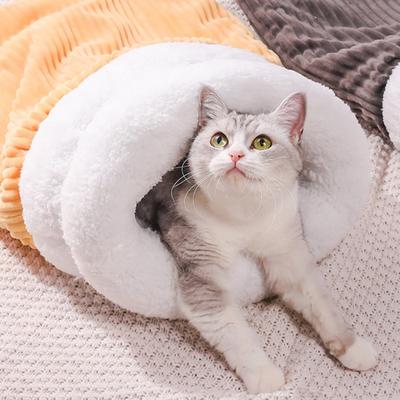 Kedi Uyku Tulumu Rahat Kış Kediler Mağara Yatağı Yumuşak Peluş Kedi Çuvalı Sıcak Evcil Hayvan Tüneli Saklanma Yeri Sakinleştirici Yatak İç Mekan Kedileri Yavru Kediler için