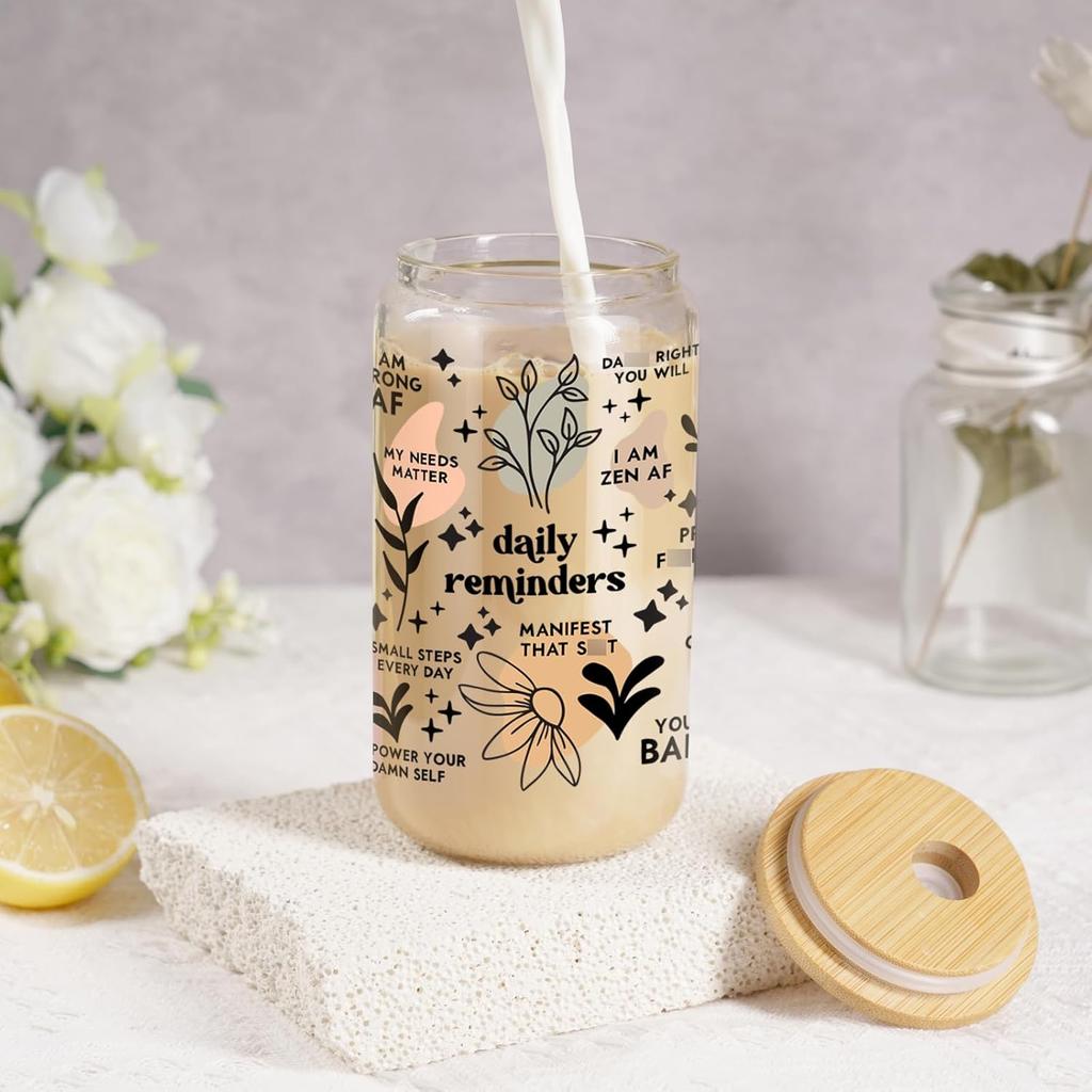 Coolife Positive Daily Affirmations Cup, Mental Health, Funny Sobriety, Self Love, Inspirational, Break up, Christmas, Motivational Gifts for Women,