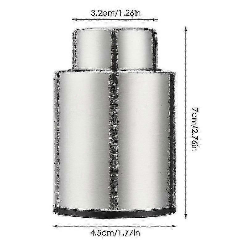 Wine Champagne Bottle Stopper Plug Vacuum Sealer Stainless Steel Leakproof Cap--Silver 26-27s