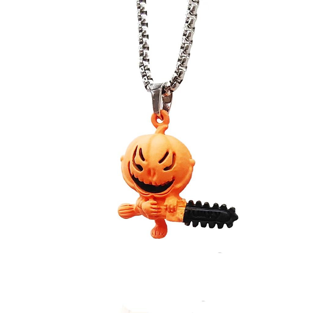 Halloween Funny Cartoon Pumpkin Pendant Street Man Joker Personality Necklace New Cross-border Jewelry Accessories Pendant.