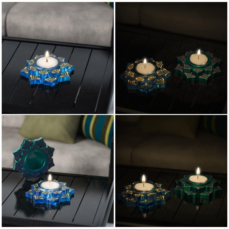 Resin Candle Holder Silicone Moulds Tealight Resin Mold Lotus Candlestick Epoxy Casting Mould for DIY Jewelry Box